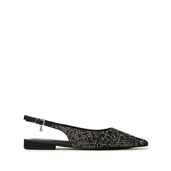 ツイン書き割り レディース サンダル シューズ Rhinestone-embellished slingback ballet flats  Black
