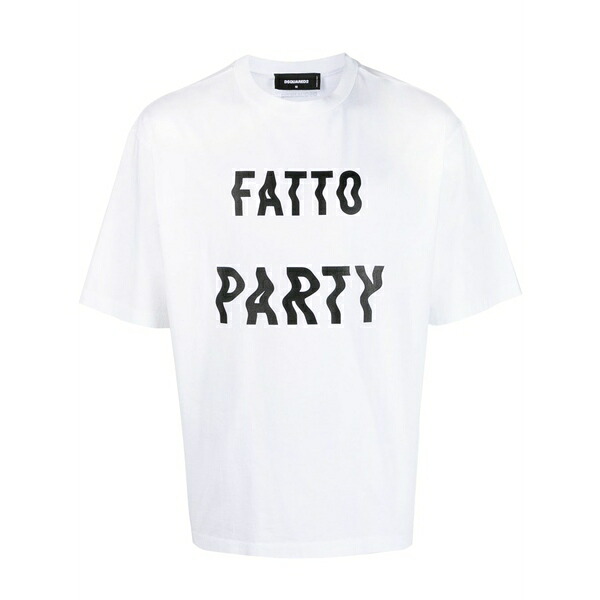 ディースクエアード メンズ ティーシャツ トップス Text-print cotton t-shirt White