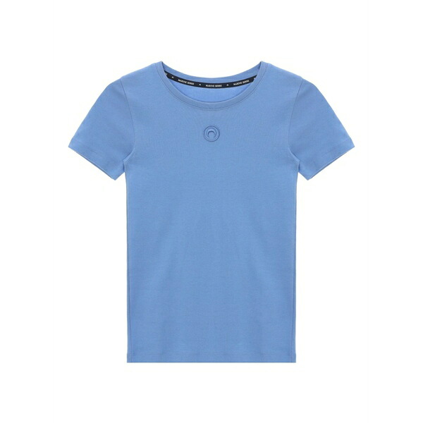 米国海兵隊員 独居室 レディース プルオーバー トップス Moon-logo ribbed t-shirt Blue
