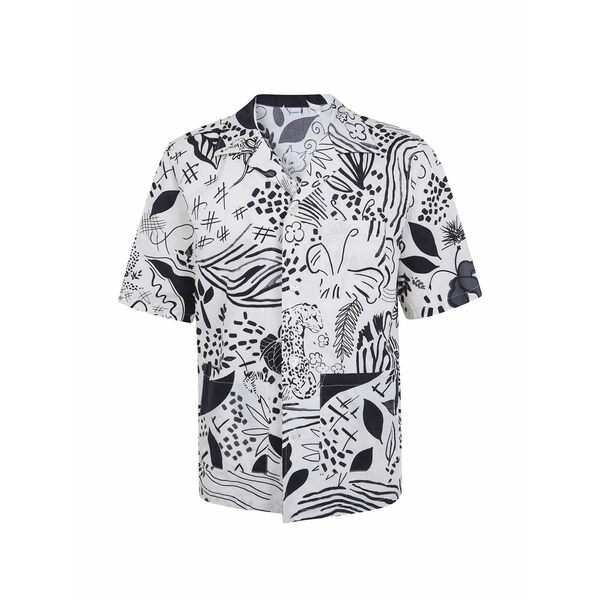 アスペジ メンズ ティーシャツ トップス Abstract-print short-sleeve shirt White