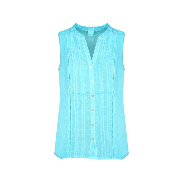 １２０％リノ レディース ティーシャツ トップス Pintuck-detail sleeveless top Blue