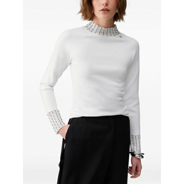 リュージョー レディース 編み物\u0026プルオーバー アウター Jewel-embellished cut-out sweater White
