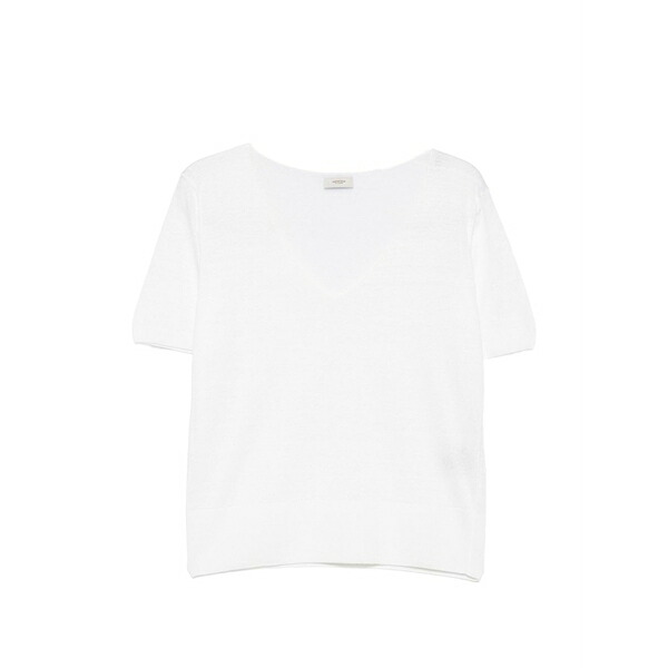 アグノラ レディース プルオーバー トップス V-neck t-shirt White