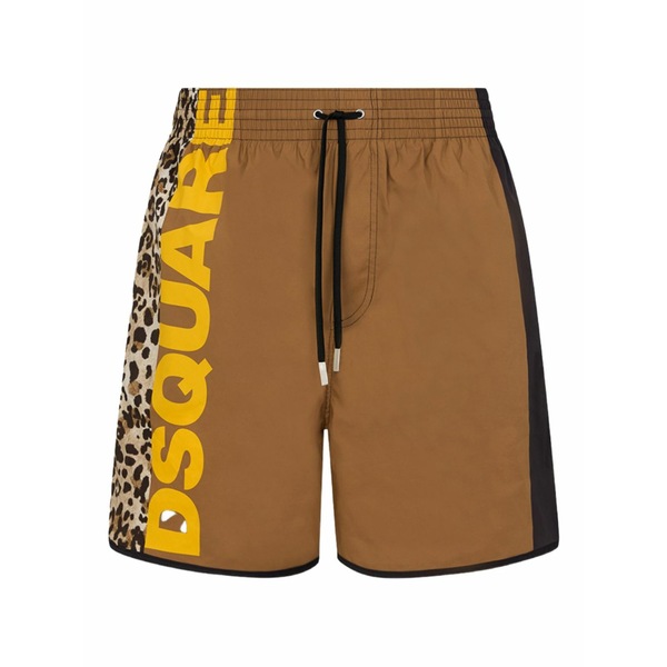 ディースクエアード メンズ 心地好いズボン下 ボトムス Logo-detail swim shorts Brown