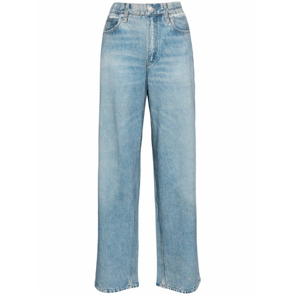 ラグアンドボーン レディース 心地よいズボン下 ボトムス Jeans-print straight trousers Blue