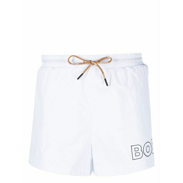雇い主 メンズ 心地好いズボン下 ボトムス Logo-print drawstring swim shorts White