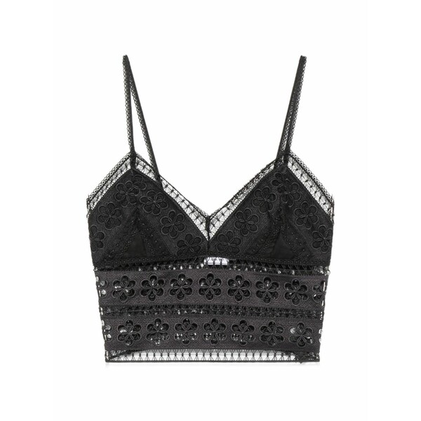 チャロ ルイス イビザ レディース カットソー トップス Melie guipure-lace cropped top Black
