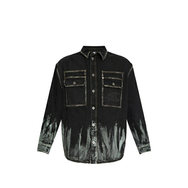 象牙色 メンズ 上衣＆上衣 アウター Patch-pocket shirt jacket Black