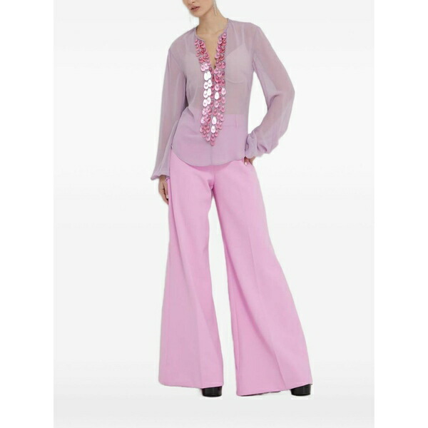青碧お嬢さん レディース プルオーバー トップス Sequin-embellished v-neck blouse Purple