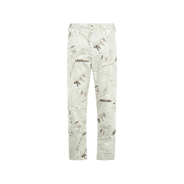 エンジニアガーメンツ メンズ ジーンズズボン下 ボトムス Newspaper-print jeans White