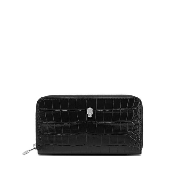 フィリップ飾り気の無い レディース 銭入れ 添え物 Skull-embellishment wallet Black