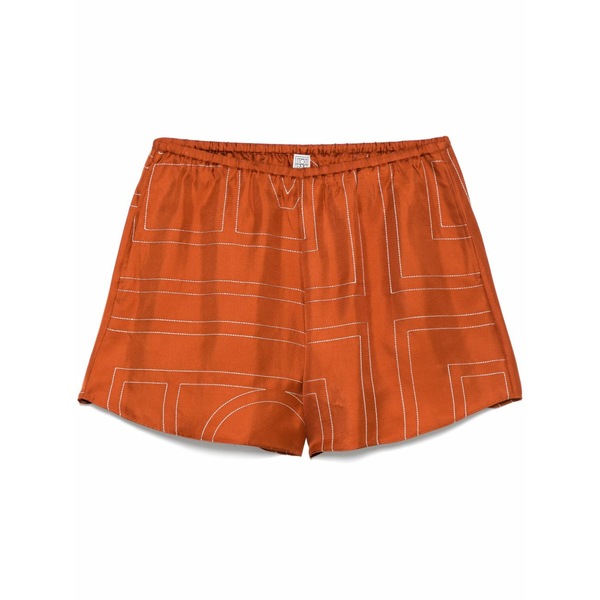 トーテム レディース 心地好いズボン下 ボトムス Monogram silk shorts Brown