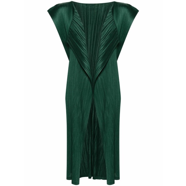 筋目 プリーズ イッセイ ミヤケ レディース 厚地の外套 アウター Pliss￡ MIDI vest  Green