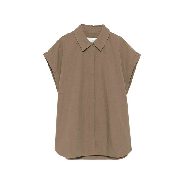 マトー レディース プルオーバー トップス Cap-sleeve concealed-button shirt Brown