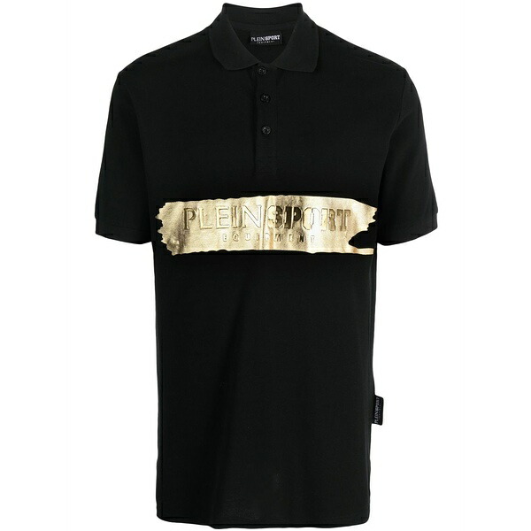 飾り気のない運動競技 メンズ スポーツシャツ トップス Logo-print short-sleeved polo shirt Black