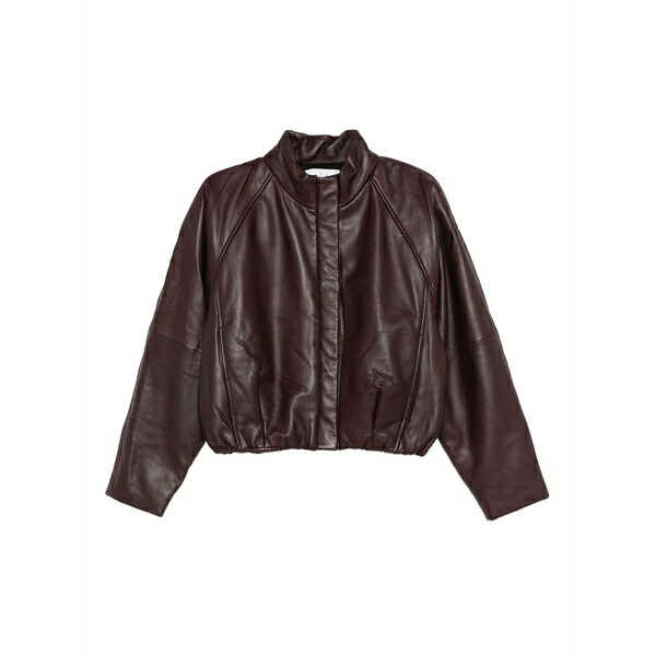 イロ レディース 上衣＆上衣 アウター Raglan-sleeve leather jacket Brown