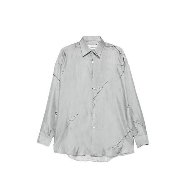 御召しものメイン メンズ ティーシャツ トップス Buttoned shirt Grey