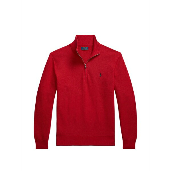 ラルフローレン メンズ 編み物\u0026プルオーバー アウター Quarter-zip waffle-knit sweater Red