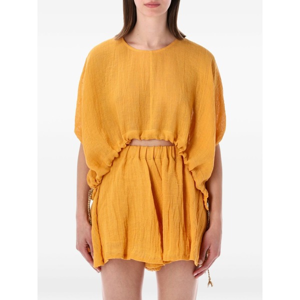120%リノ レディース シャツ トップス Crew-neck blouse Orange|asty
