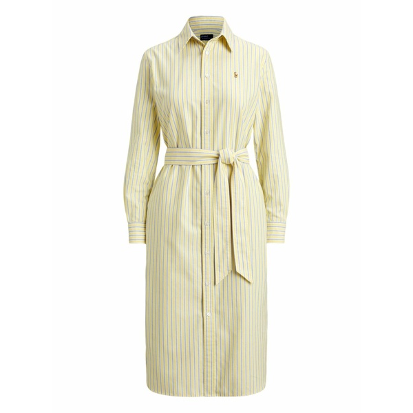 ラルフローレン レディース 衣裳 トップス Striped belted shirt dress Yellow