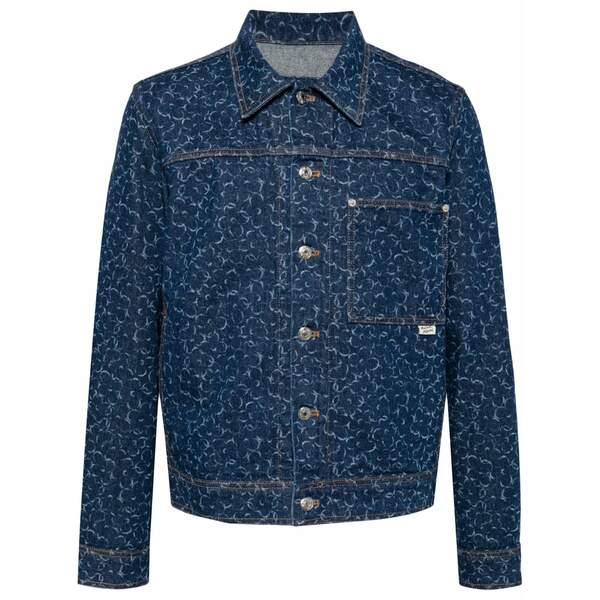 住み家 稲荷 メンズ 上衣＆上衣 アウター Laser cut-detail denim jacket  Blue
