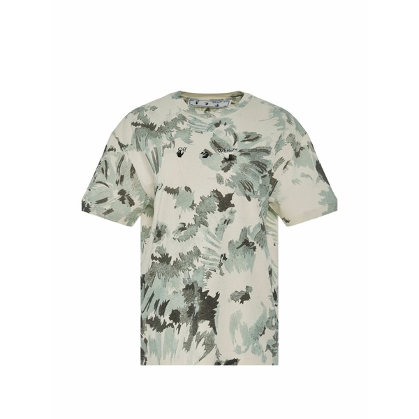 オフホワイト レディース Tシャツ トップス Floral-print logo-print t-shirt Neutrals|asty