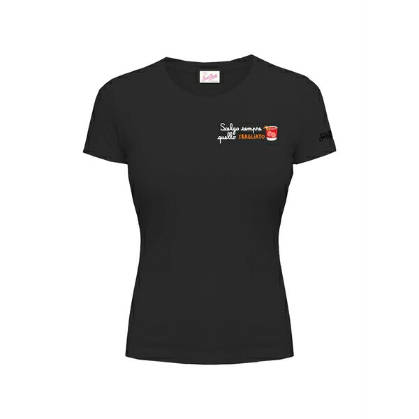 エムシーツーセイントバース レディース ティーシャツ トップス Esme chest-print t-shirt Black