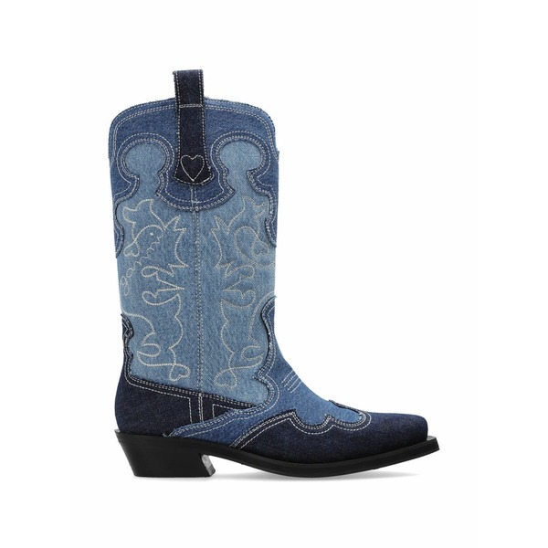 ガニー レディース ブーツ シューズ Embroidered denim boots Blue