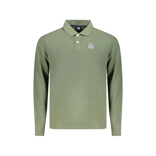 北の方大売り出し メンズ スポーツシャツ トップス Long-sleeve logo-patch polo shirt Green