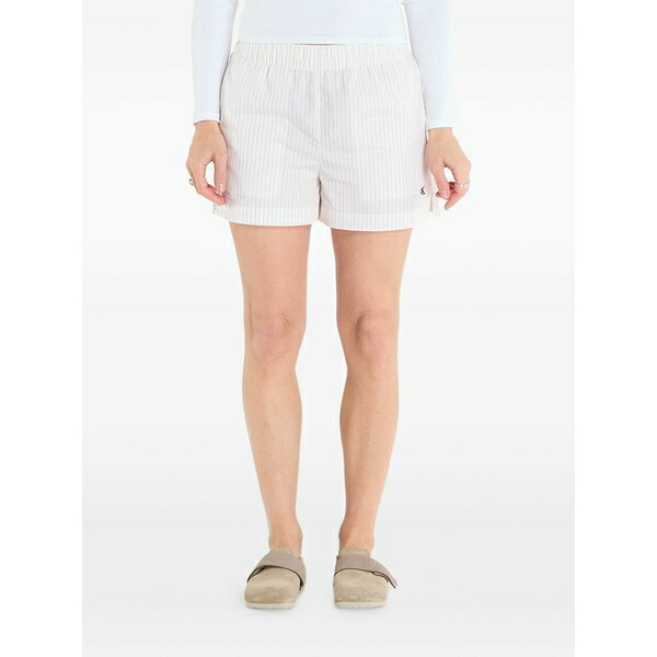 カルバンクライン レディース 心地よいズボン下 ボトムス Elasticated-waistband shorts White