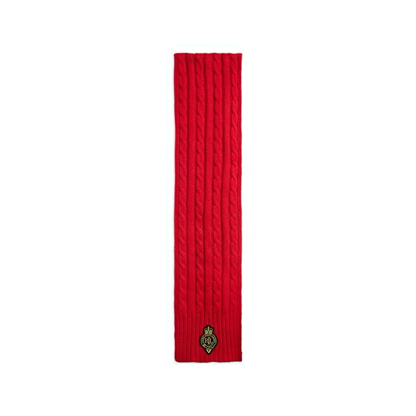 ラルフローレン レディース えり巻き・袈裟・えり巻き 付属物 Cable-knit logo-patch scarf Red