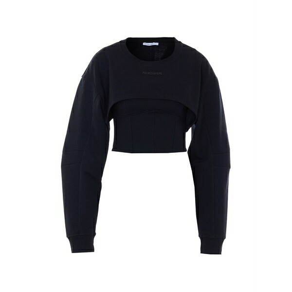 パトリツィア ペペ レディース 編み物\u0026プルオーバー アウター Cropped sweatshirt Black