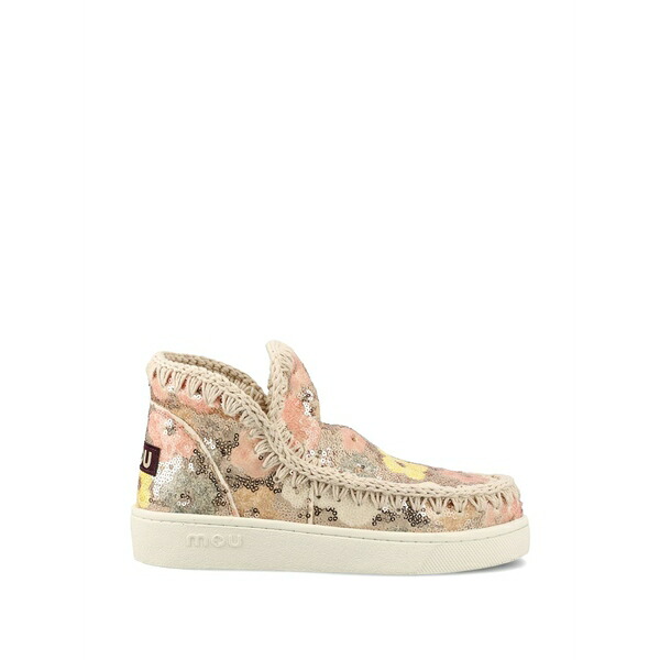 モウ レディース ブーツ シューズ Sequin-embellished floral boots Neutrals｜asty