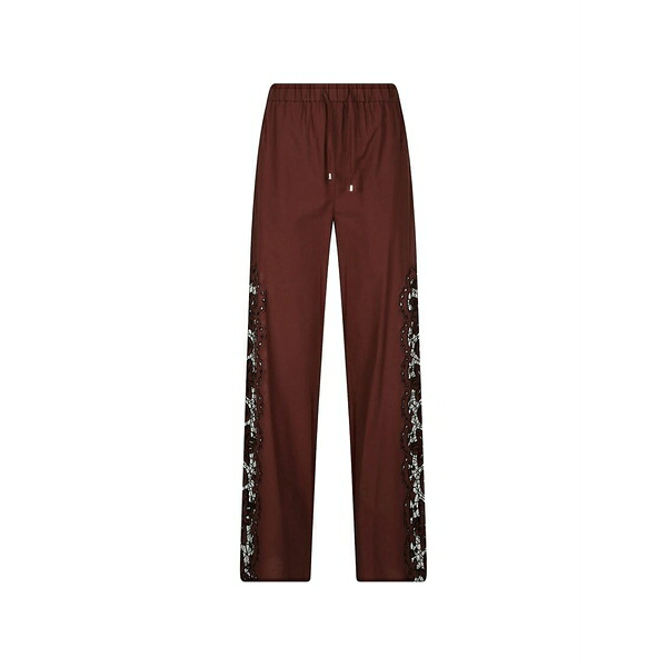 パトリツィア ペペ レディース 心地よいズボン下 ボトムス Lace-insert drawstring trousers Brown