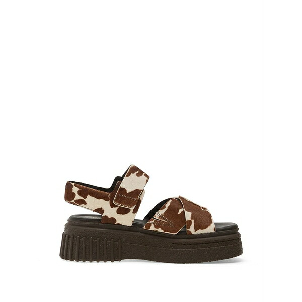 クラークス レディース サンダル シューズ Evamar cow-print platform sandals Brown