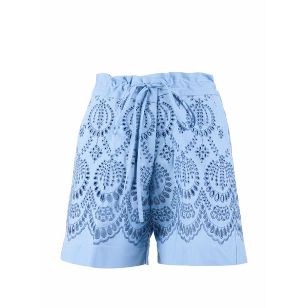 パロッシュ レディース 心地好いズボン下 ボトムス Floral-embroidery shorts Blue