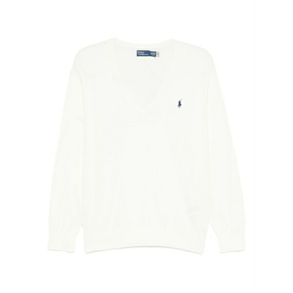 ラルフローレン レディース 編み物\u0026ティーシャツ アウター Logo-embroidered sweater White