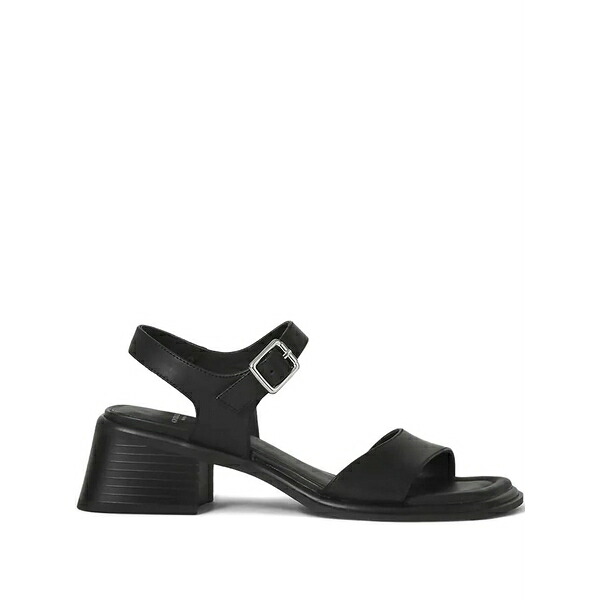 渡り者 レディース サンダル シューズ 53粍 ines ankle-strap block-heel sandals Black