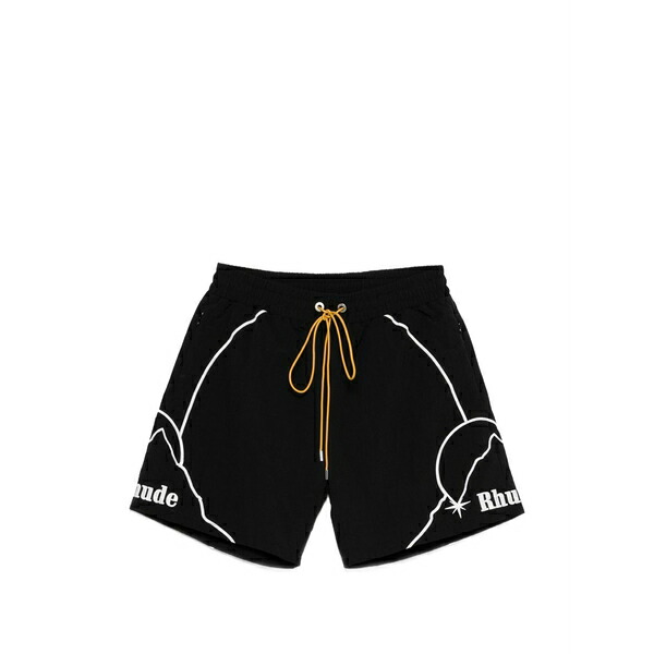 ルード メンズ 心地よいズボン下 ボトムス Logo drawstring shorts Black