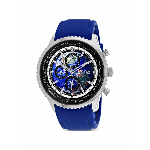 セアポロ メンズ ウオッチ 付属物 Meridian world timer gmt 47粍 watch Blue