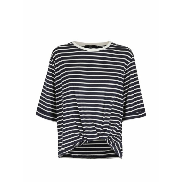 セブンティ レディース ティーシャツ トップス Striped knotted top Blue