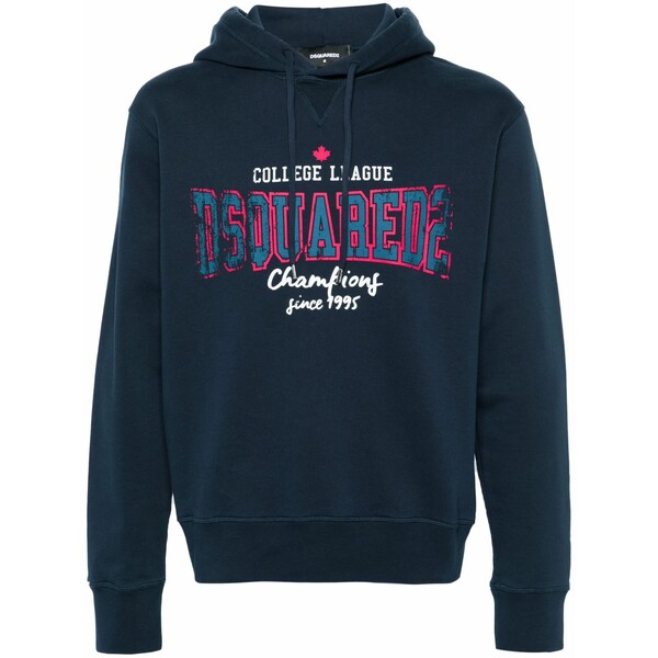 ディースクエアード メンズ パーカー・スウェットシャツ アウター College league cotton hoodie Blue
