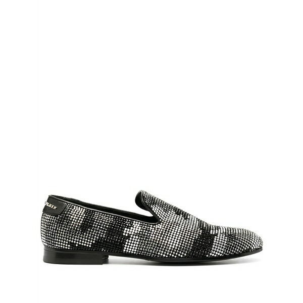 フィリップ飾り気の無い メンズ スリッポン・ローファー シューズ Embellished camouflage moccasin loafers Black