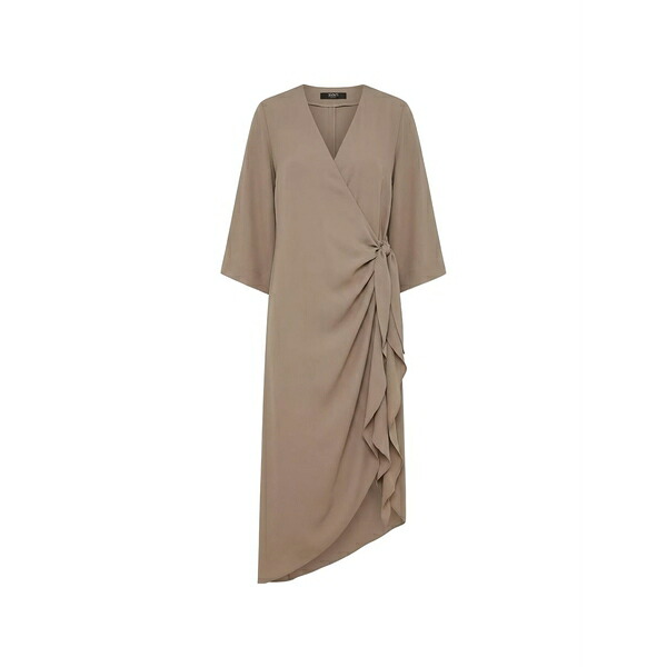 セブンティ レディース 衣裳 トップス Ruffled wrap-style MIDI dress Brown