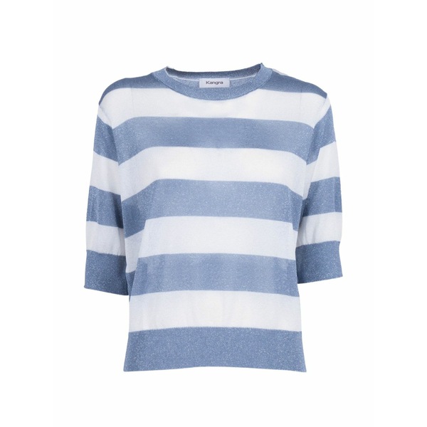 カングラ  レディース プルオーバー トップス Striped lurex-knit sweater Blue