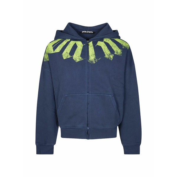 パーム・エンジェルス メンズ パーカー・スウェットシャツ アウター Big neck logo-print zip-up hoodie Blue