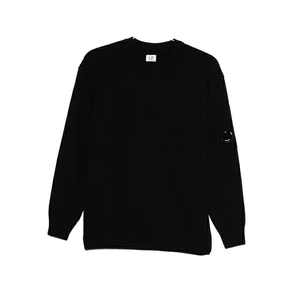 シーピーカンパニー メンズ 編み物\u0026プルオーバー アウター Goggle-logo crewneck sweater Black