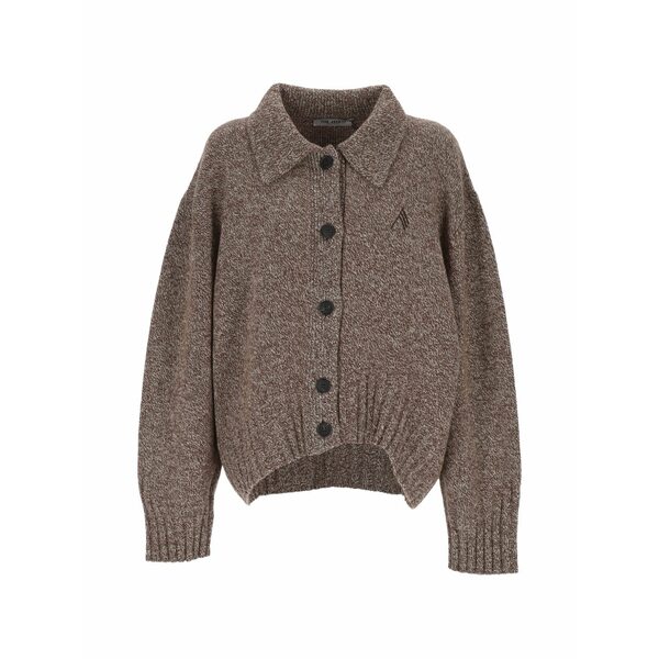 ジ アティコ レディース ジレー アウター Logo-embroidered cardigan Brown