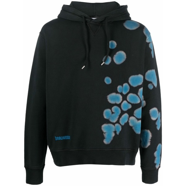 ディースクエアード メンズ パーカー・スウェットシャツ アウター Dye-print cotton hoodie Black