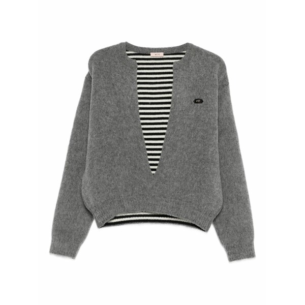 ヌメロ ヴェントゥーノ レディース 編み物\u0026スウェーター アウター Plunging v-neck sweater Grey